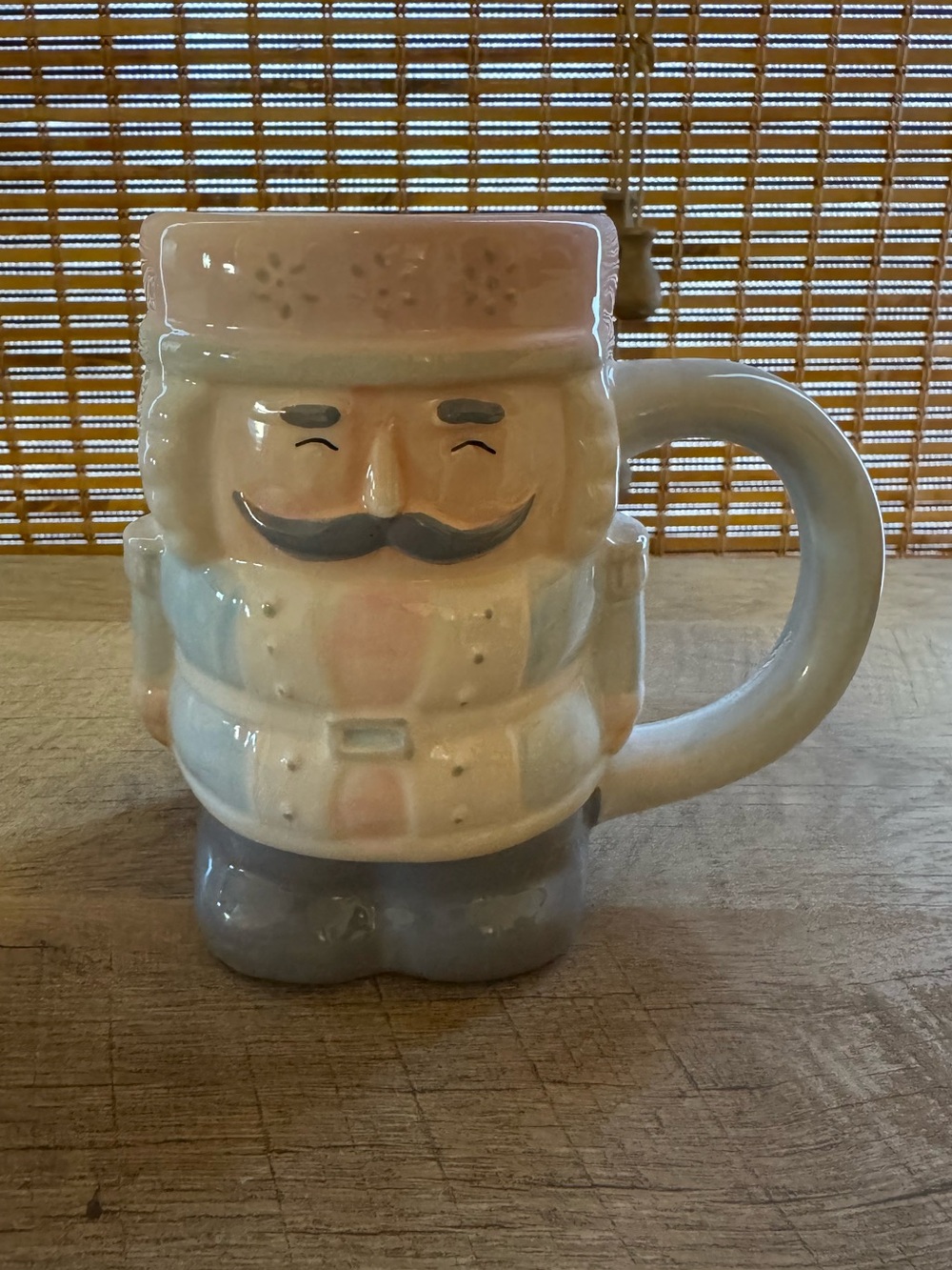 Holly & Joy Christmas Holiday Pastel Pink & Blue Nutcracker Ceramic Mug